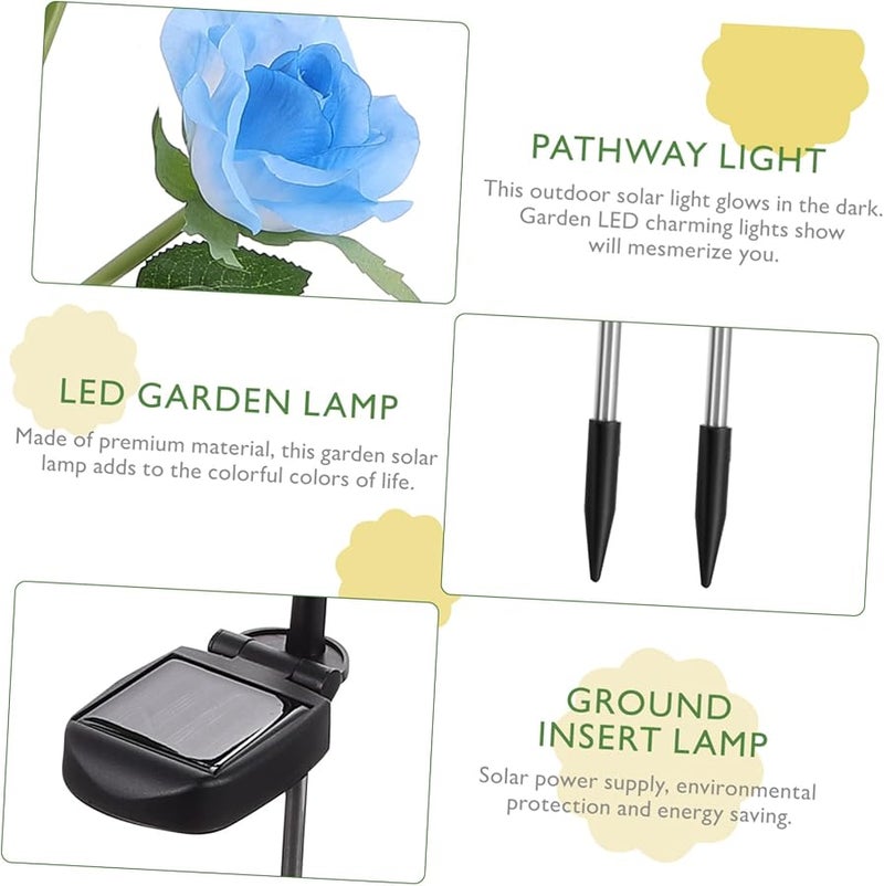 2pcs Rose Shape Solar Garden Lights Outdoor Waterproof LED Lawn Lights for Courtyard Patio - Image 3